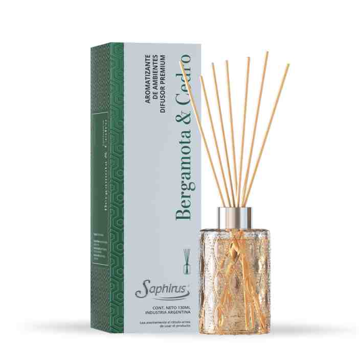 SAPHIRUS PREMIUM DIFUSOR BERGAMOTA Y CEDRO 130ML